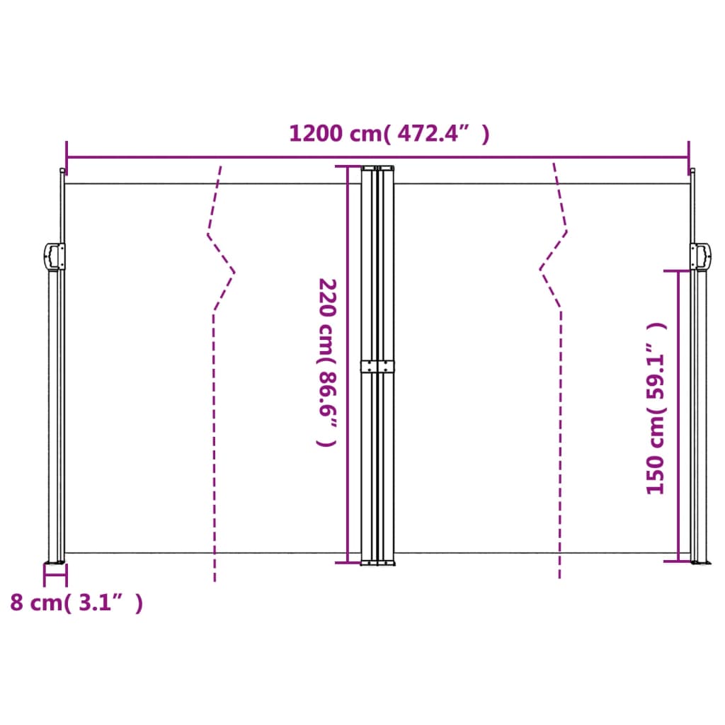 vidaXL Toldo lateral retrátil 220x600 cm azul