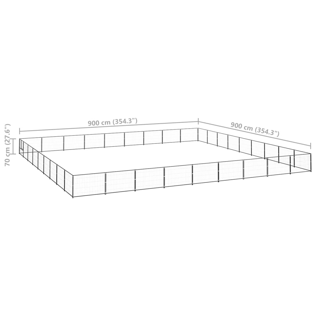 vidaXL Canil para cães 81 m² aço preto