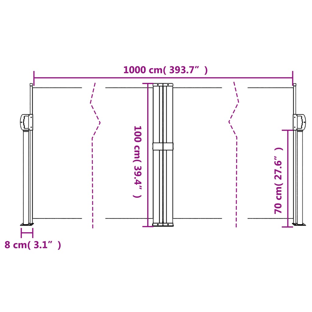 vidaXL Toldo lateral retrátil 100x1000 cm bege