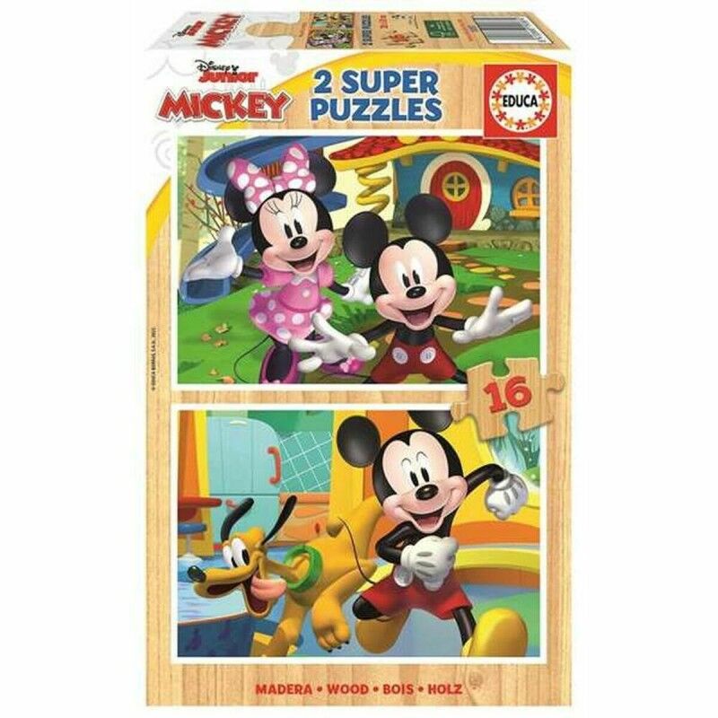 Mickey Mouse|Set de 2 Puzzles Mickey Mouse 19287 16 Peças 36 cm