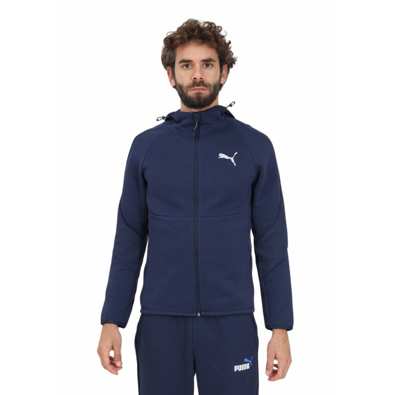 Polar com Capuz e Fecho Homem Puma Evostripe Full-Zip Azul Marinho