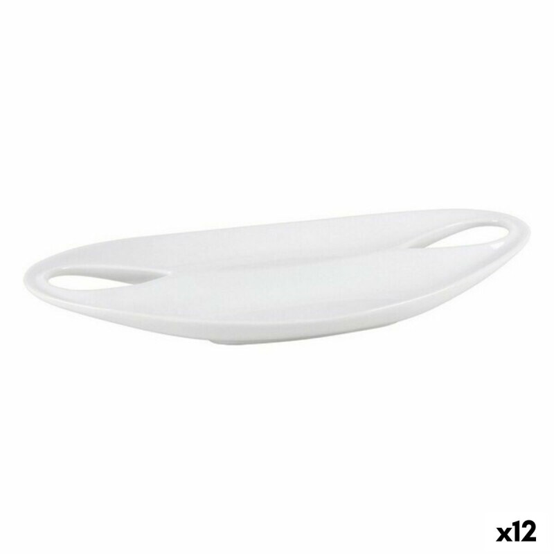 Tabuleiro Inde Etrusca Duplo Porcelana Branco 36,5 x 18 x 4,5 cm (12 Unidades)