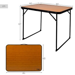 Mesa Dobrável Aktive Para campismo Bambu 80 x 67 x 60 cm