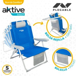 Cadeira Dobrável com Apoio para a Cabeça Aktive Azul 55 x 86 x 66 cm (2 Unidades)