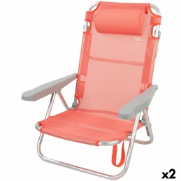 Cadeira Dobrável com Apoio para a Cabeça Aktive Flamingo Coral 48 x 84 x 46 cm (2 Unidades)