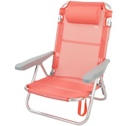 Cadeira Dobrável com Apoio para a Cabeça Aktive Flamingo Coral 48 x 84 x 46 cm (2 Unidades)