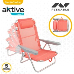 Cadeira Dobrável com Apoio para a Cabeça Aktive Flamingo Coral 48 x 84 x 46 cm (2 Unidades)