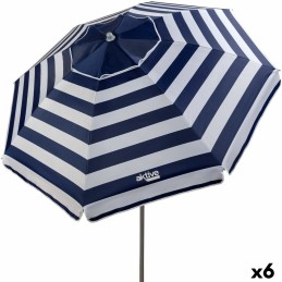 Parasol Aktive Azul/Branco 200 x 200 x 200 cm Aço Tecido Oxford (6 Unidades)