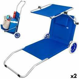 Ligstoel Aktive Azul Toldo Carro rebatível 62 x 62 x 117 cm (2 Unidades)