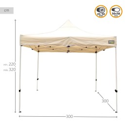 Gazebo Aktive Dobrável Altura ajustável Aço Poliéster 420D Oxford Creme 300 x 320 x 300 cm