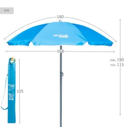 Parasol Aktive UV50 Ø 180 cm Azul Poliéster Alumínio 180 x 187,5 x 180 cm (12 Unidades)