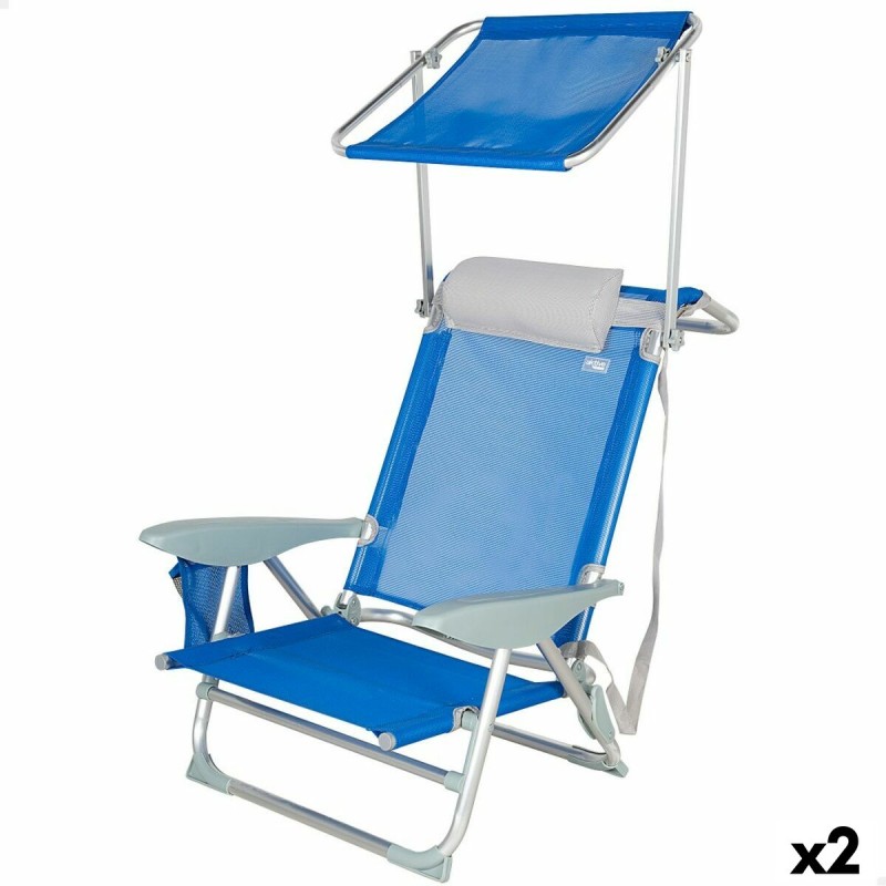 Cadeira de Praia Aktive Azul 47 x 67 x 43 cm (2 Unidades)