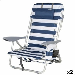 Cadeira de Praia Aktive Azul Branco 50 x 76 x 45 cm (2 Unidades)