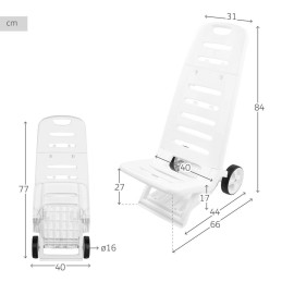 Cadeira de Praia Aktive Branco Rodas 40 x 84 x 44 cm (2 Unidades)