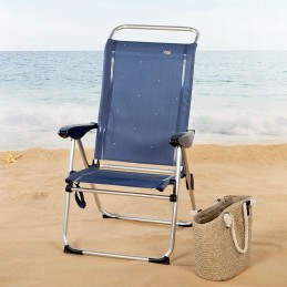 Cadeira de Praia Aktive Azul Marinho 47 x 108 x 59 cm (2 Unidades)