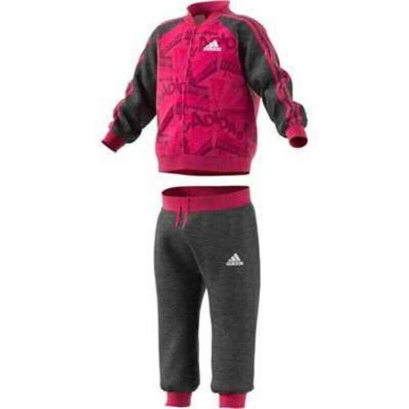 Adidas|Fato de Treino para Bebé Adidas I Bball Jog FT Cor de Rosa Preto Multicolor Adidas|Fato de Treino para Bebé Adidas I Bball Jog FT Cor de Rosa Preto Multicolor