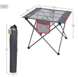 Mesa Dobrável Aktive Camping Cinzento 62 x 50 x 50 cm (2 Unidades)