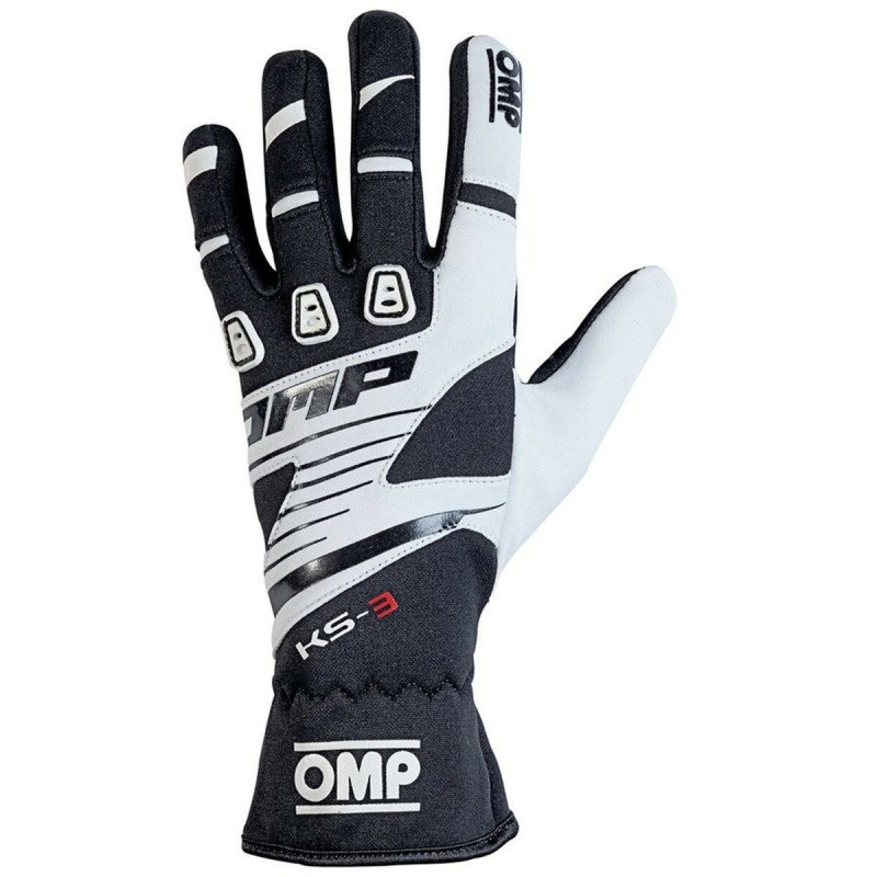 Luvas de karting OMP KS-3 Branco/Preto Preto/Branco XXS