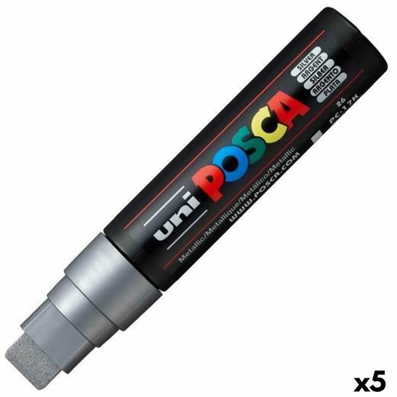 Marcador POSCA PC-7M Prateado (5 Unidades)