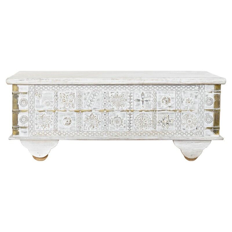 DKD Home Decor|Mesa de apoio DKD Home Decor MB-182010 Branco Dourado Metal Madeira de mangueira 115 x 60 x 45 cm