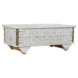 DKD Home Decor|Mesa de apoio DKD Home Decor MB-182010 Branco Dourado Metal Madeira de mangueira 115 x 60 x 45 cm