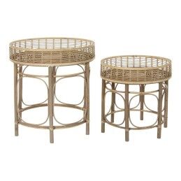 Home ESPRIT|Mesa de apoio Home ESPRIT Preto Natural Cristal Abeto 46 x 46 x 55,5 cm