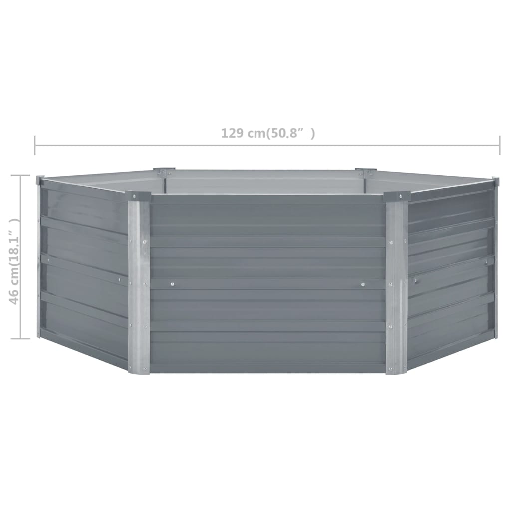 vidaXL Canteiro jardim elevado 129x129x46cm aço galvanizado cinzento