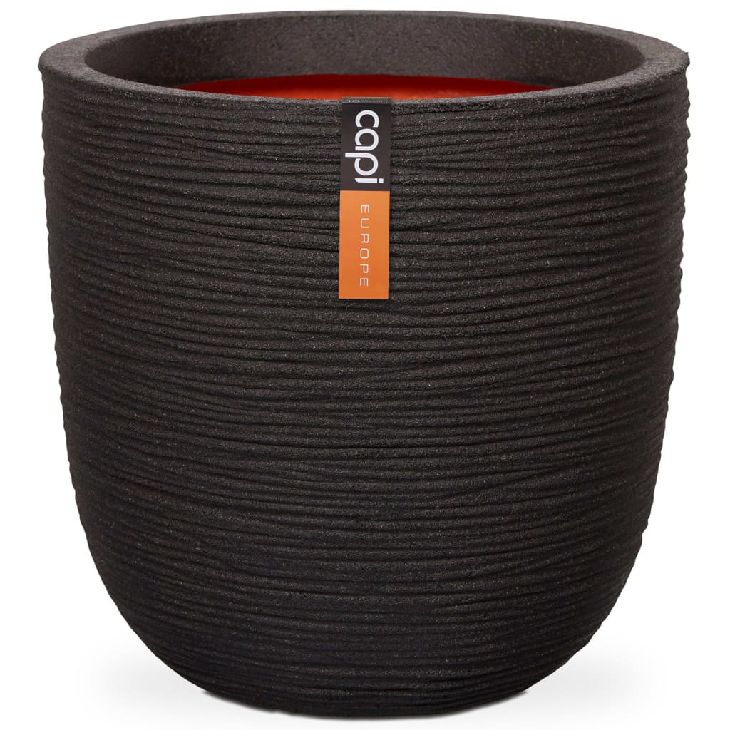 Capi Vaso oval Nature Rib 54x52 cm preto KBLR935