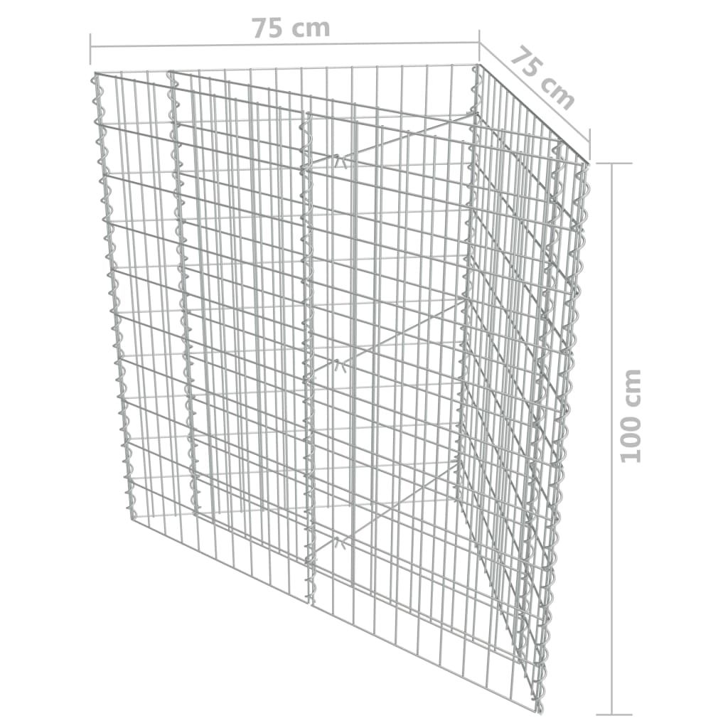 vidaXL Canteiro elevado/cesto gabião 75x75x100 cm aço galvanizado