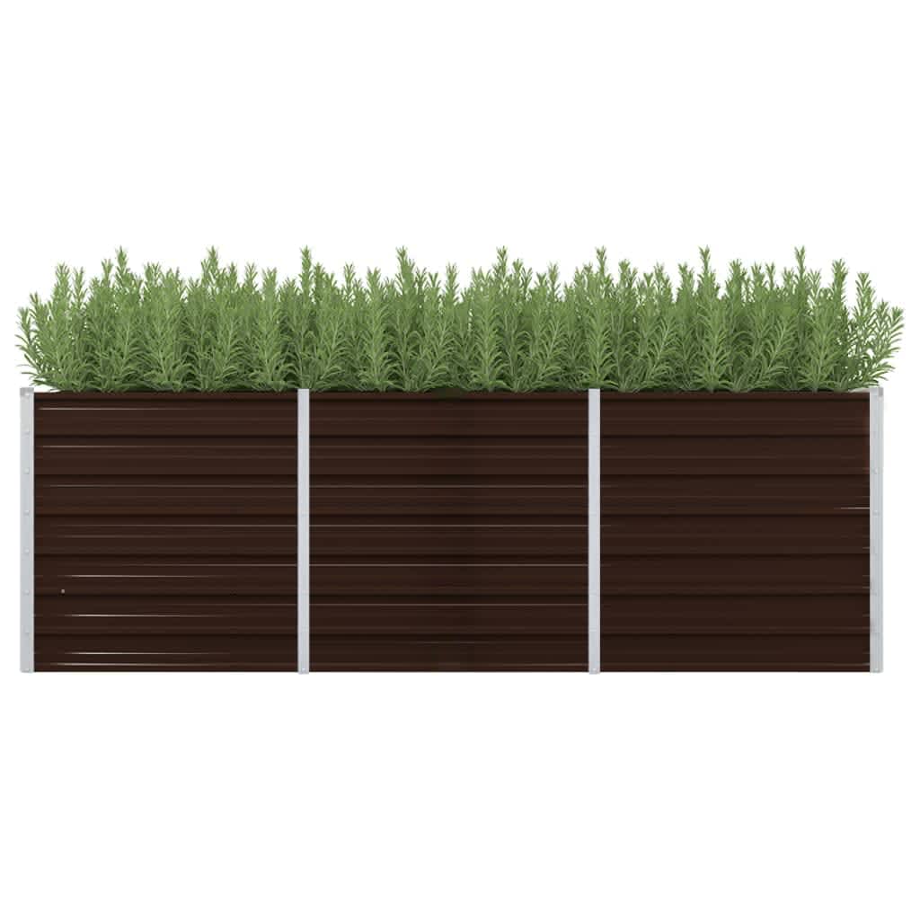 vidaXL Canteiro elevado de jardim aço galvanizado 240x80x77cm castanho