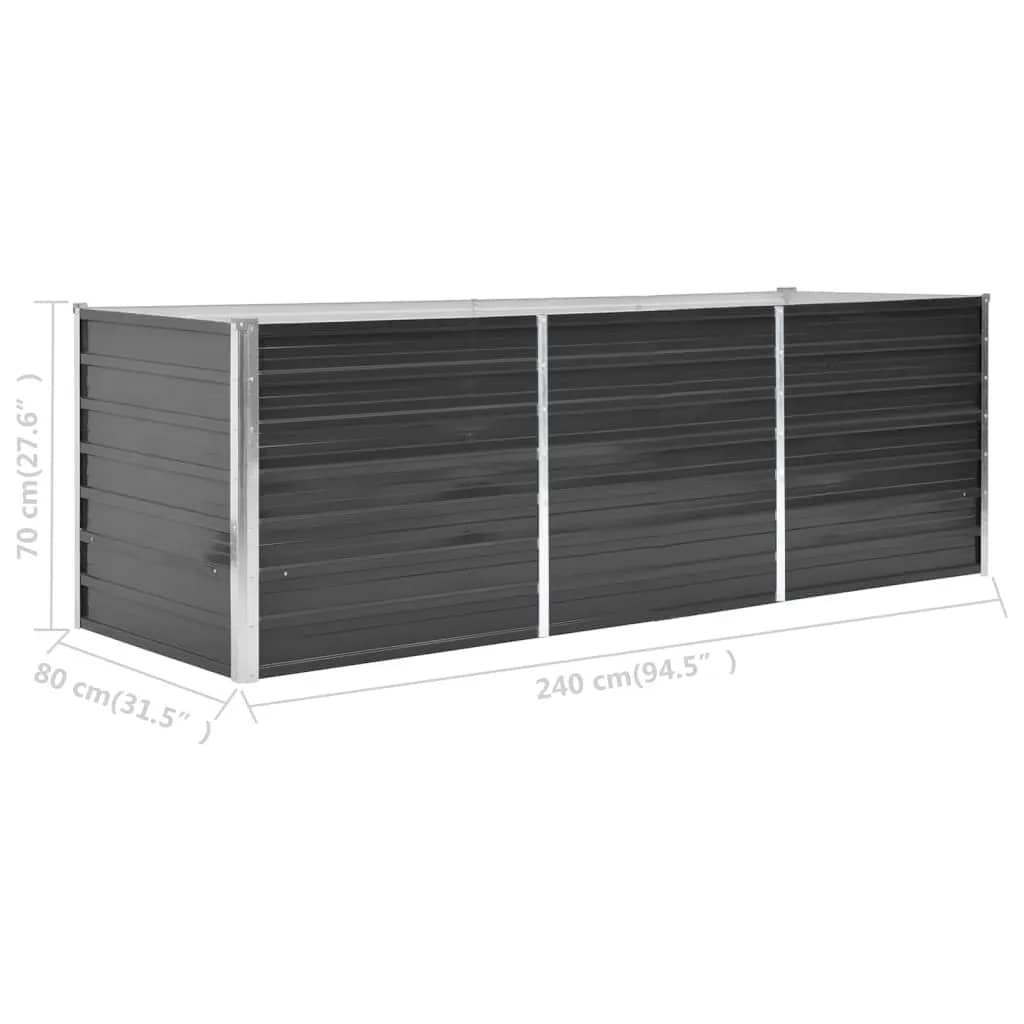 vidaXL Canteiro elevado jardim aço galvanizado 240x80x77 cm antracite