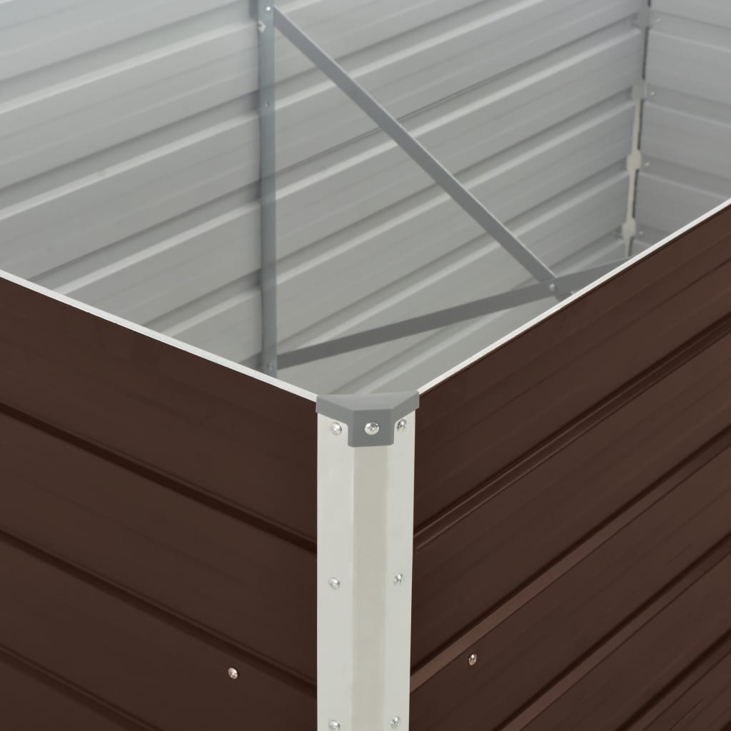 vidaXL Canteiro de jardim elevado 160x80x45cm aço galvanizado castanho