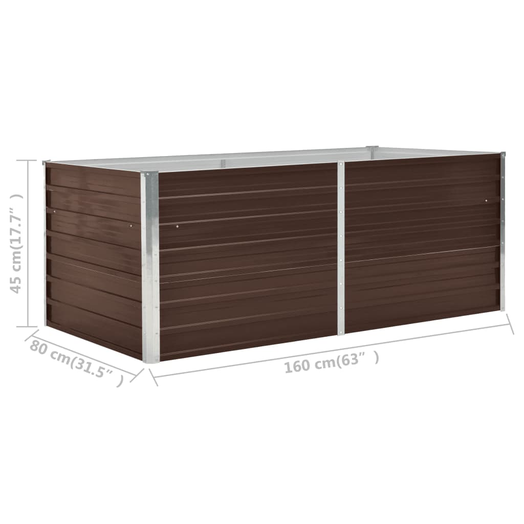 vidaXL Canteiro de jardim elevado 160x80x45cm aço galvanizado castanho