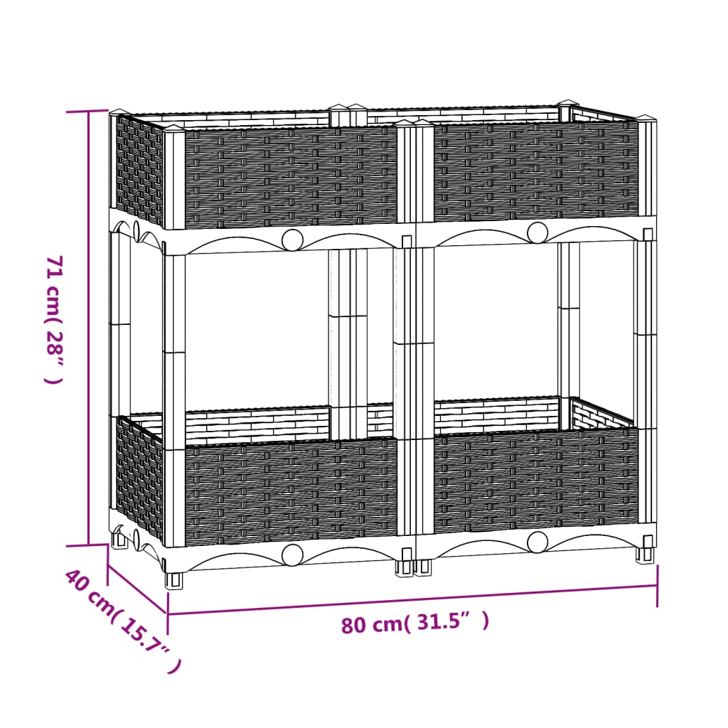 vidaXL Canteiro elevado 80x40x71 cm polipropileno