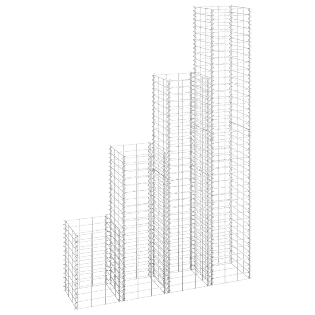 vidaXL Canteiro/gabião elevado 4 pcs 30x30x50/100/150/200 cm ferro