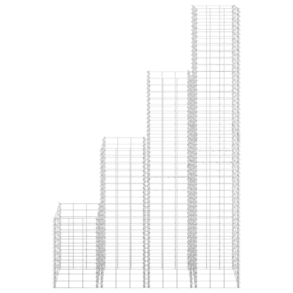 vidaXL Canteiro/gabião elevado 4 pcs 30x30x50/100/150/200 cm ferro