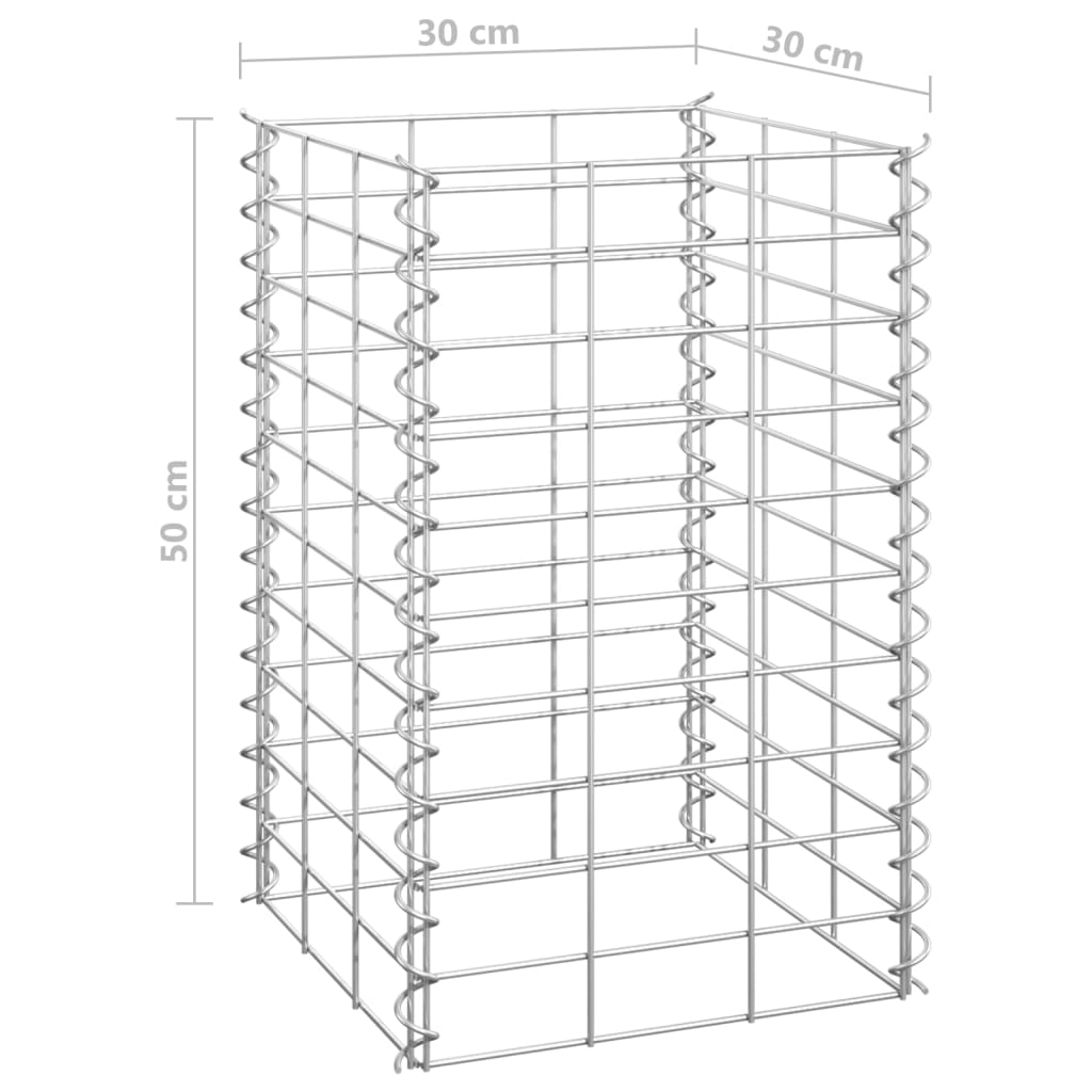 vidaXL Canteiro/gabião elevado 4 pcs 30x30x50/100/150/200 cm ferro