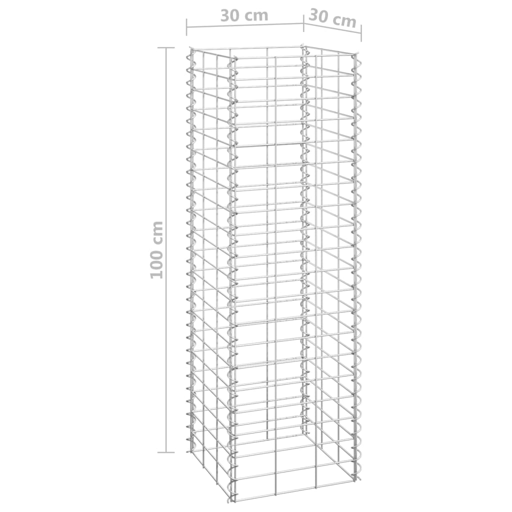 vidaXL Canteiro/gabião elevado 4 pcs 30x30x50/100/150/200 cm ferro