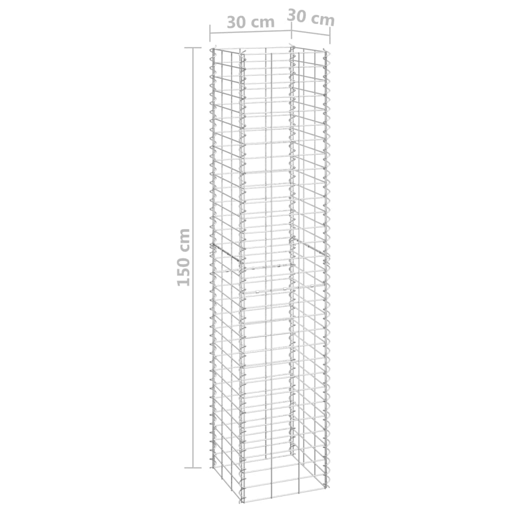 vidaXL Canteiro/gabião elevado 4 pcs 30x30x50/100/150/200 cm ferro