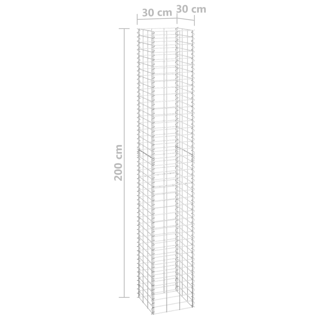 vidaXL Canteiro/gabião elevado 4 pcs 30x30x50/100/150/200 cm ferro