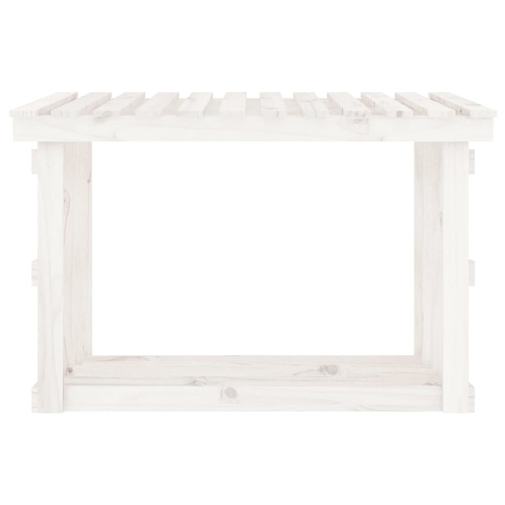 vidaXL Suporte para lenha 108x64,5x77 cm pinho maciço branco