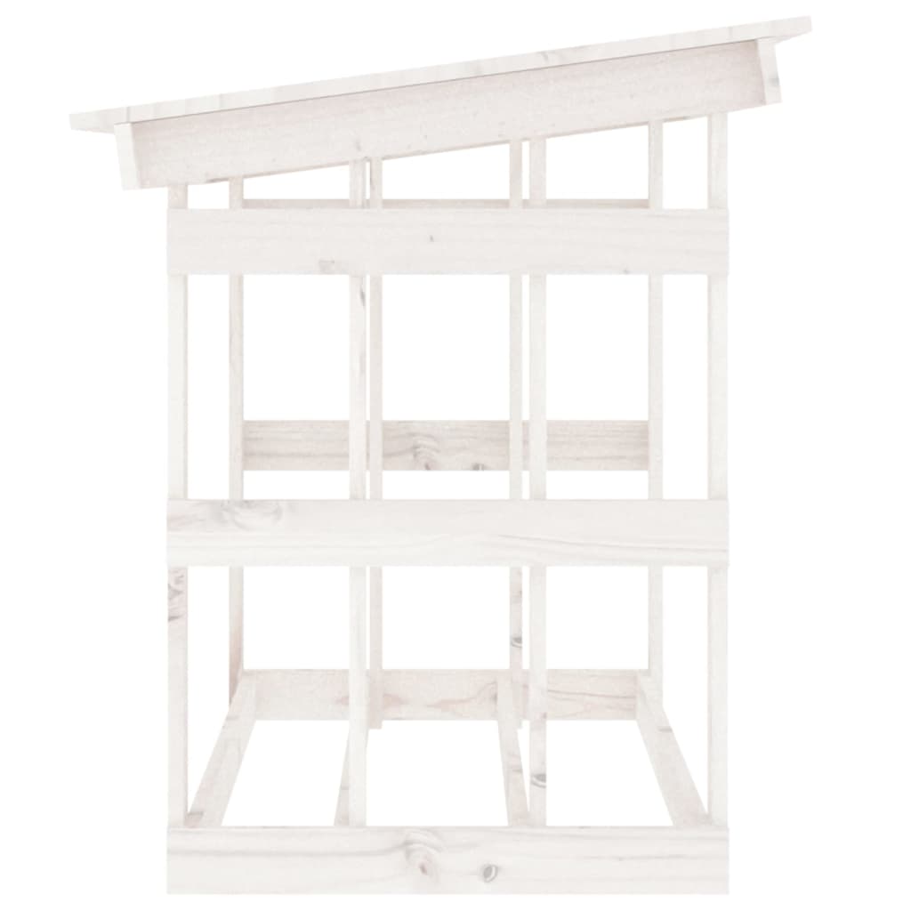 vidaXL Suporte para lenha 108x64,5x77 cm pinho maciço branco