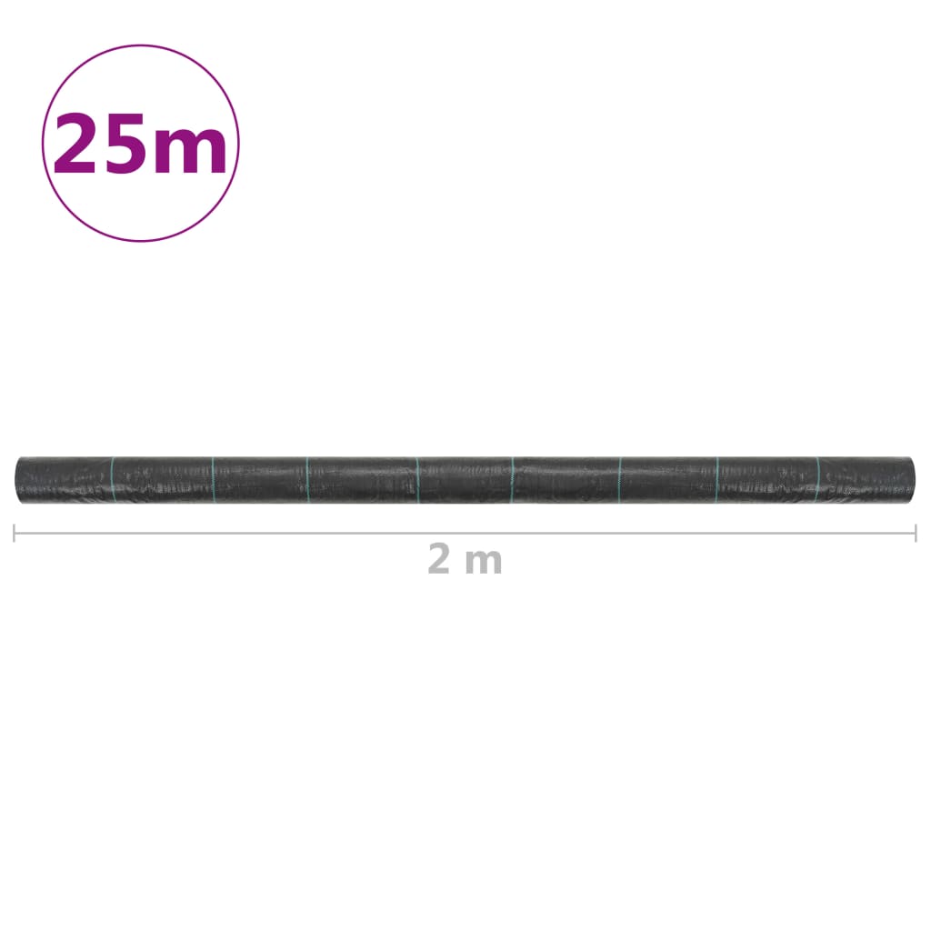 vidaXL Malha anti-ervas PP 2x25 m preto