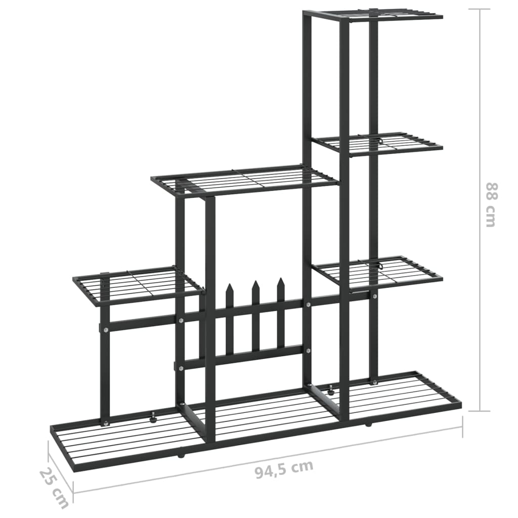 vidaXL Suporte de vasos 94,5x25x88 cm metal preto