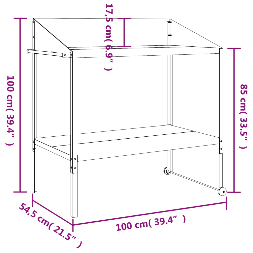 vidaXL Suporte para plantas 100x54,5x100 cm aço galvanizado antracite