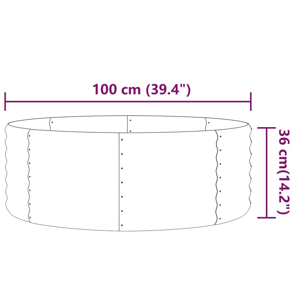 vidaXL Canteiro elevado jardim 100x100x36 aço revestido a pó cinzento