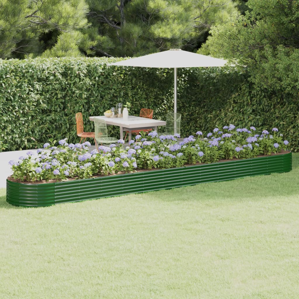 vidaXL Canteiro elevado jardim 544x100x36 cm aço revestido a pó verde