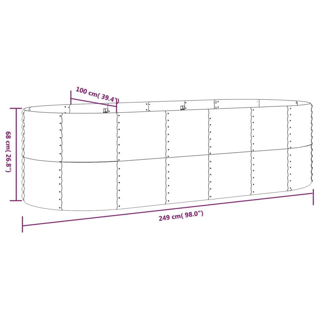 vidaXL Canteiro elevado jardim 249x100x68 aço revestido a pó antracite