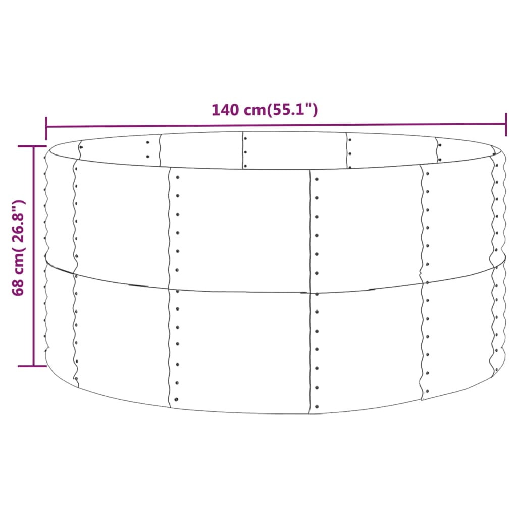 vidaXL Canteiro elevado jardim 140x140x68 aço revestido a pó antracite