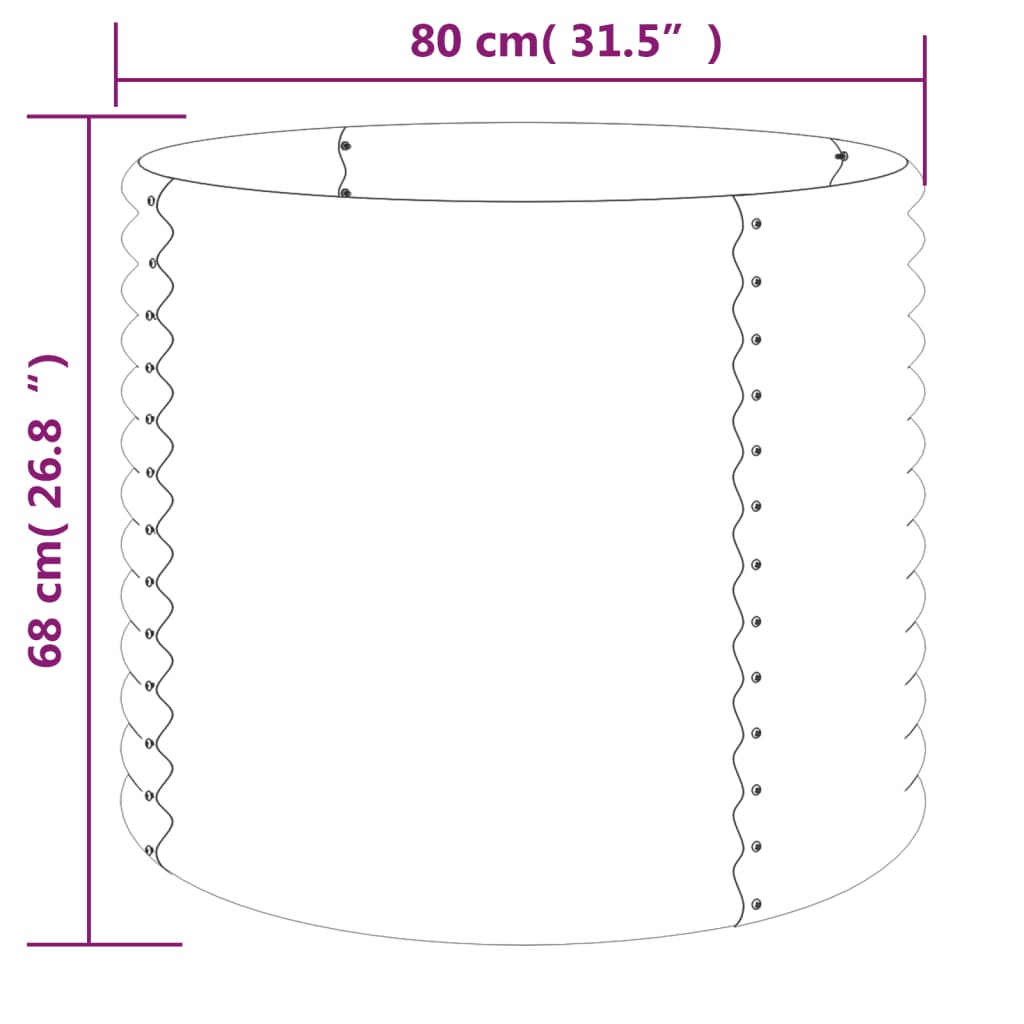 vidaXL Vaso/floreira de jardim aço revestido a pó 80x80x68 cm castanho